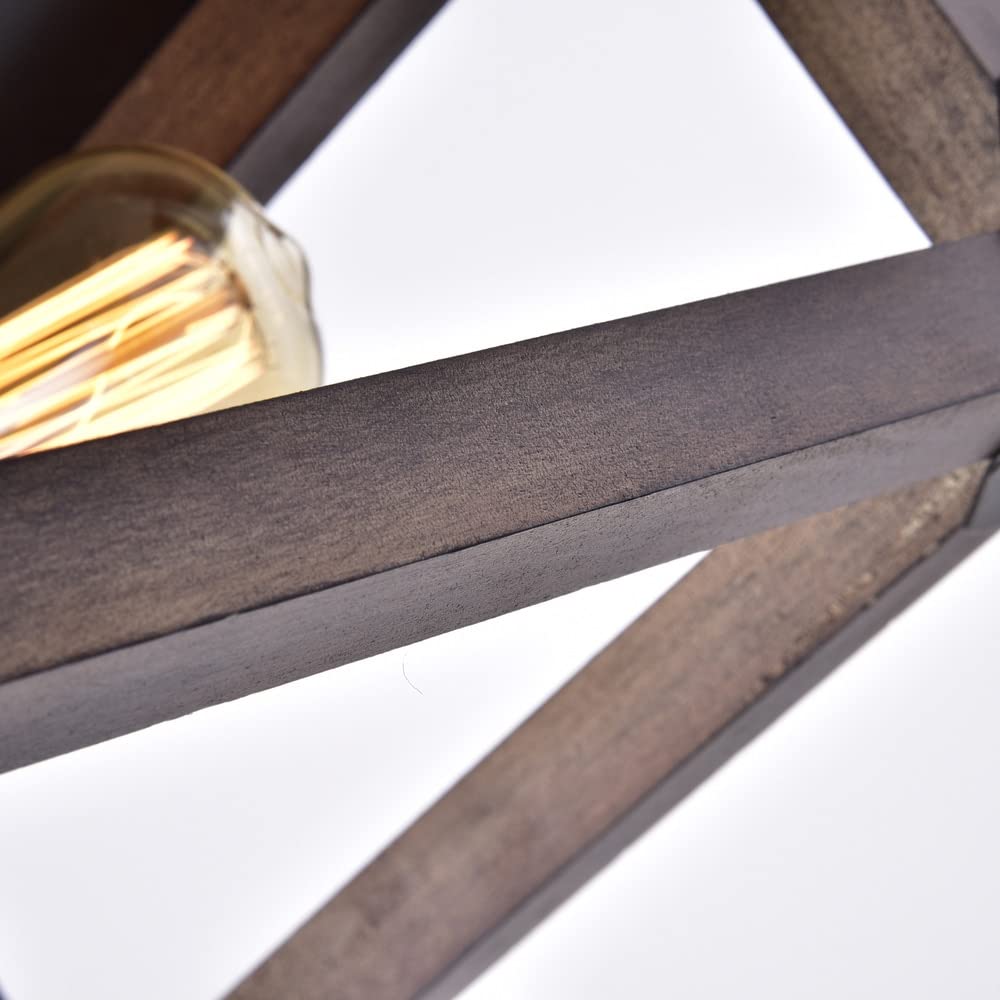 The Lighting Store Larissa Black Wood Industrial Square 2-Light Flush-Mount - Diamond Home USA