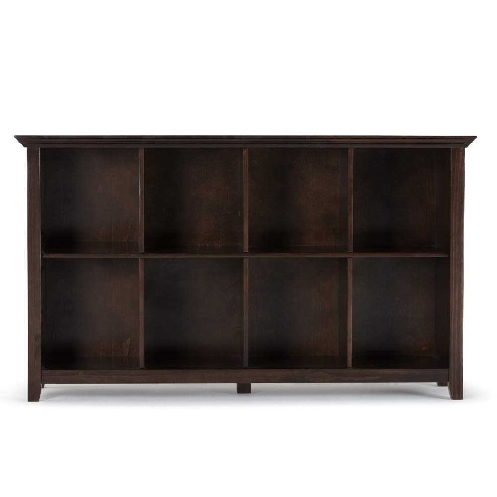 SIMPLIHOME Acadian SOLID WOOD 57 inch Wide Rustic 8 Cube Storage Sofa Table in Brunette Brown - Diamond Home USA