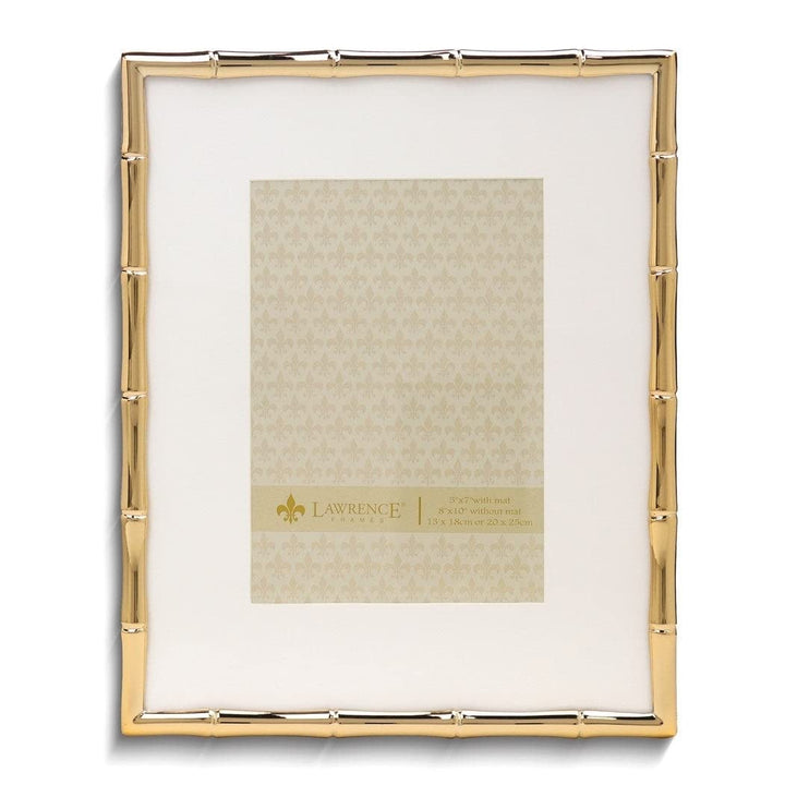 Gold-tone 8x10 Bamboo Metal Photo Frame With Mat For 5x7 Gold Modern