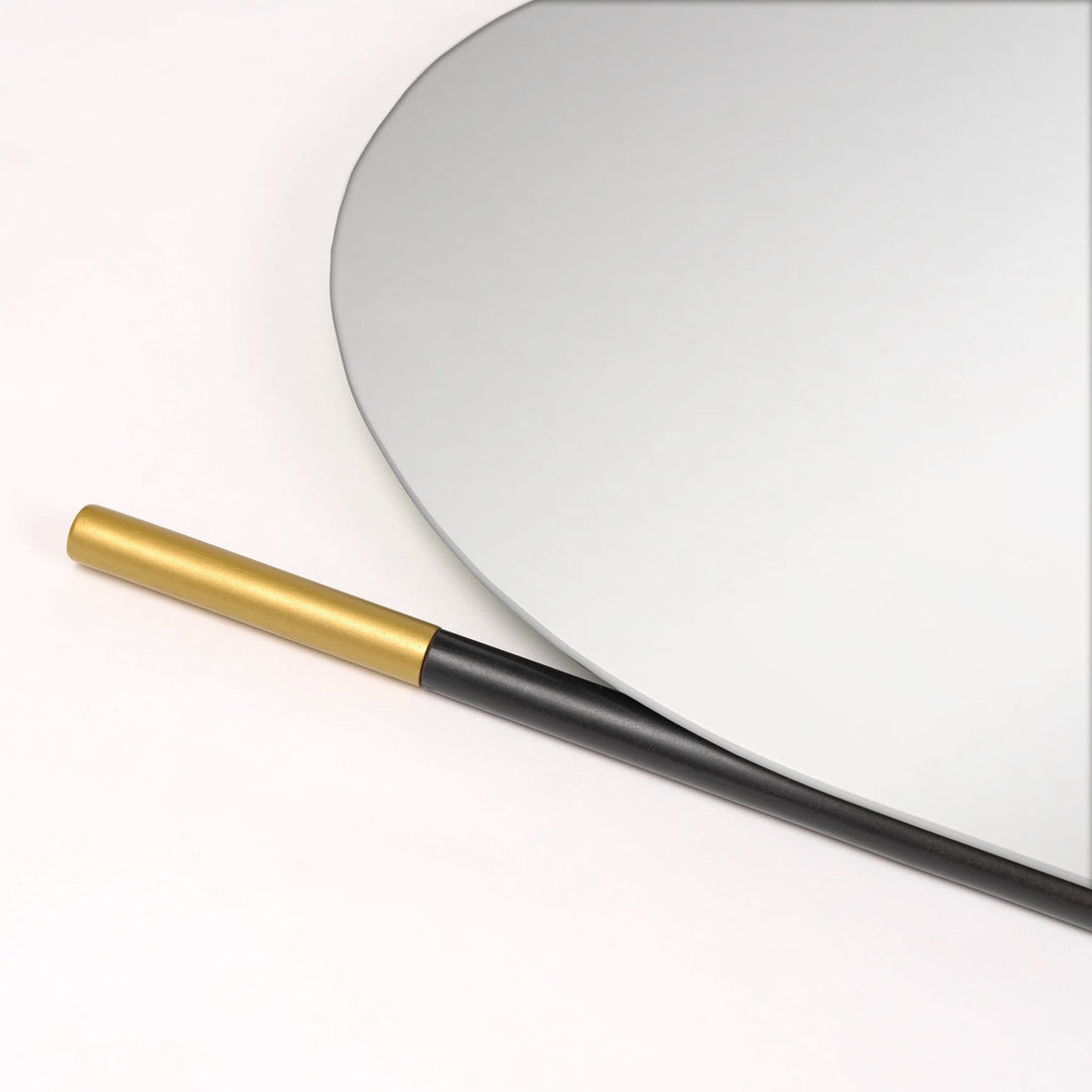 Modern Leaning Ladder Oval Mirror Black Contemporary Frameless - Diamond Home USA