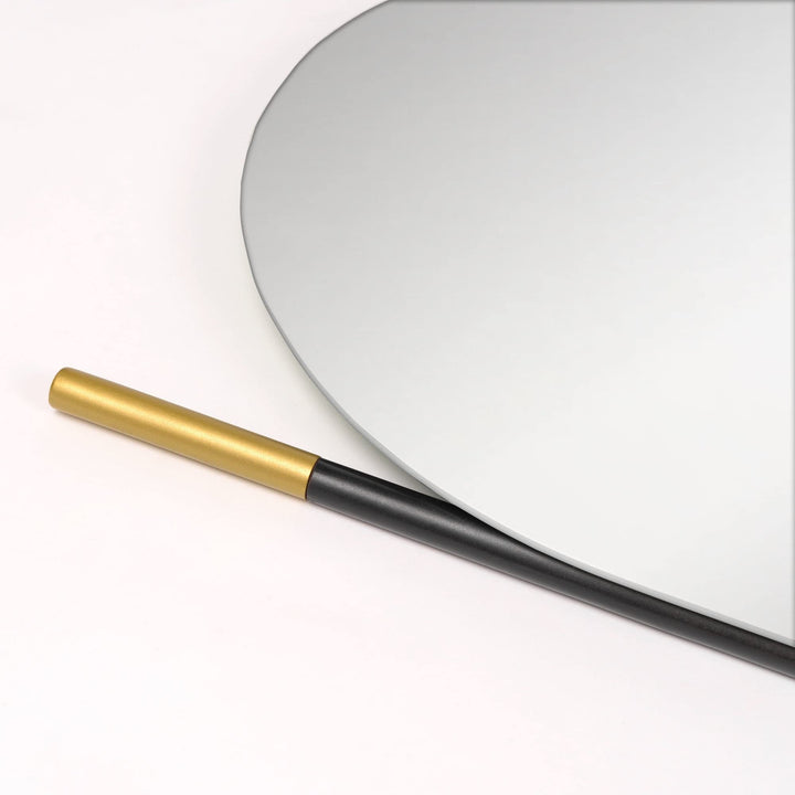 Modern Leaning Ladder Oval Mirror Black Contemporary Frameless - Diamond Home USA