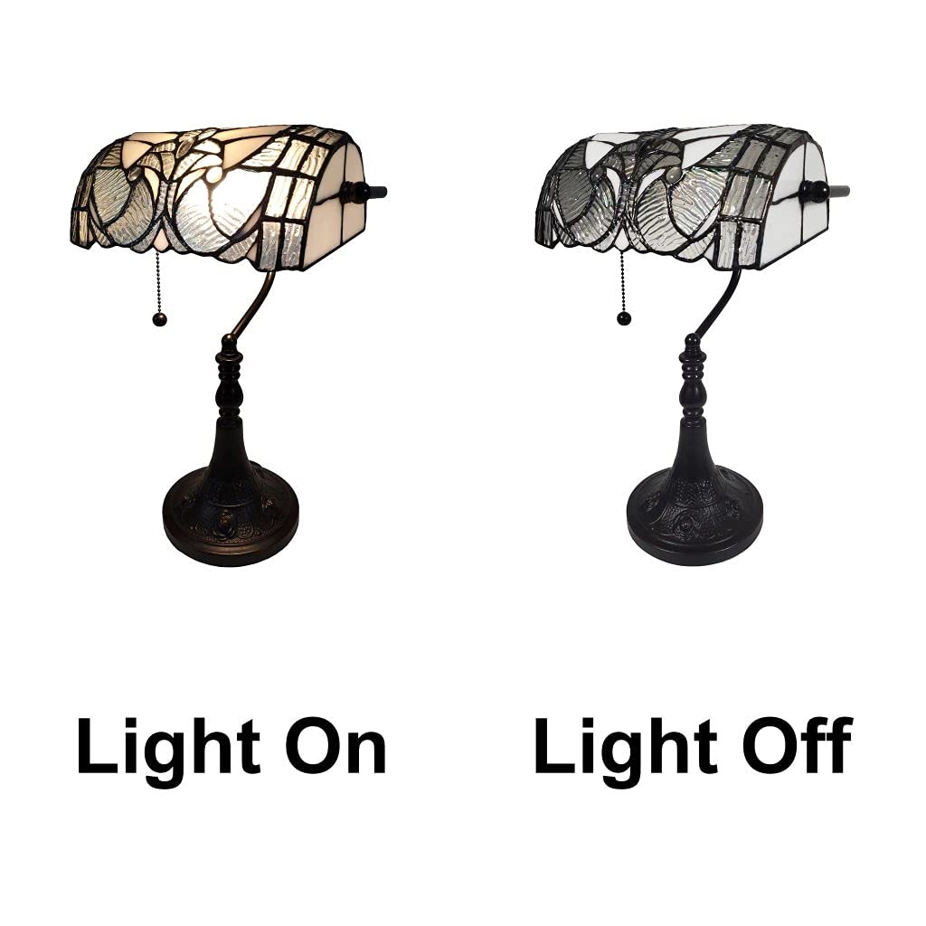 Tiffany Style Vintage Banker Lamp 15" Tall 16 Clear Brown - Diamond Home USA