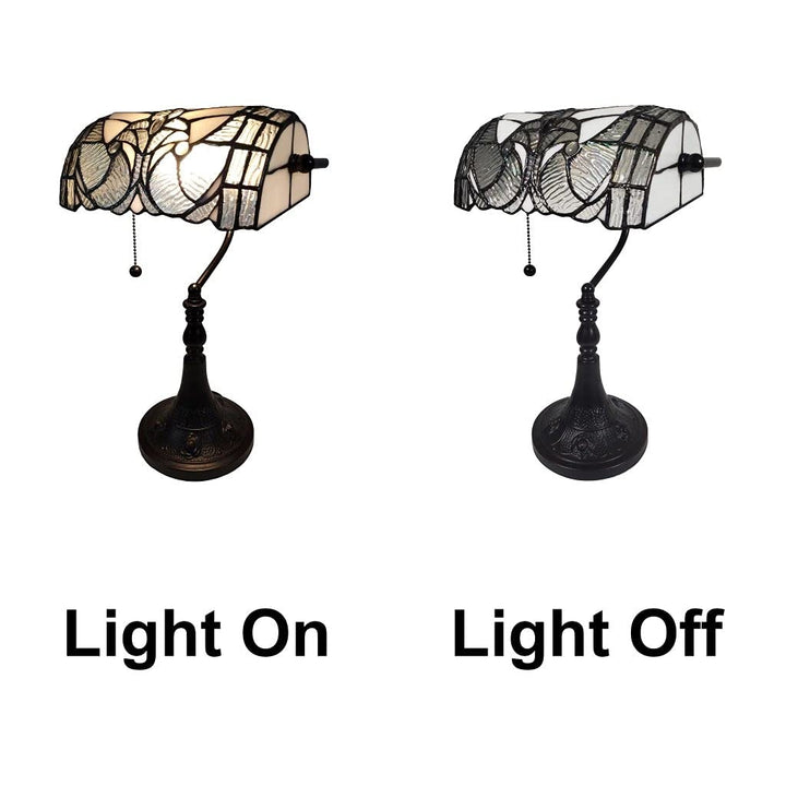 Tiffany Style Vintage Banker Lamp 15" Tall 16 Clear Brown - Diamond Home USA