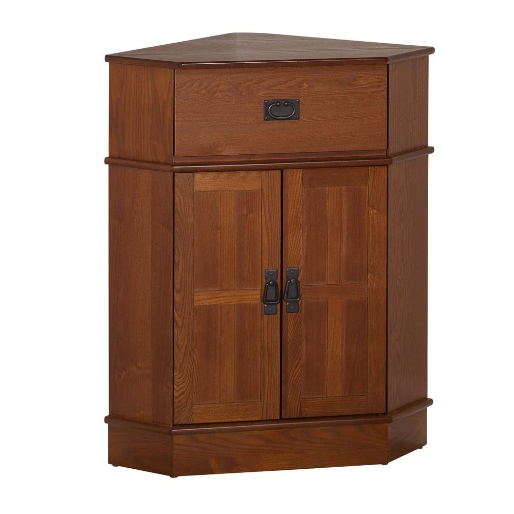Mission Wood Corner Cabinet 34" h X 24" w 18" l Brown Oak Finish - Diamond Home USA