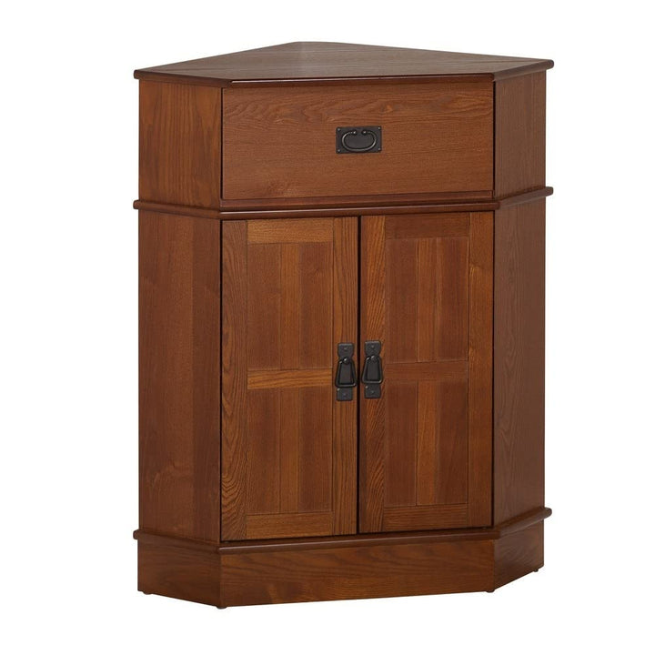 Mission Wood Corner Cabinet 34" h X 24" w 18" l Brown Oak Finish - Diamond Home USA