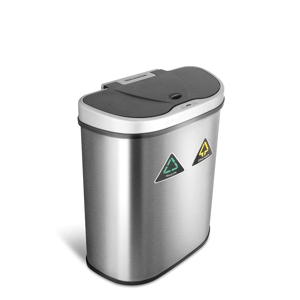 Ninestars DZT-70-R3 Motion Sensor Trash Can Extra Large Silver - Diamond Home USA