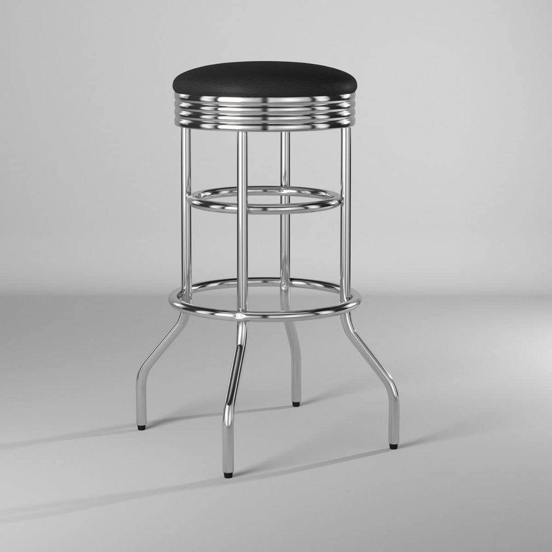 Trinity Chrome Swivel Barstool 29-Inch Black - Diamond Home USA