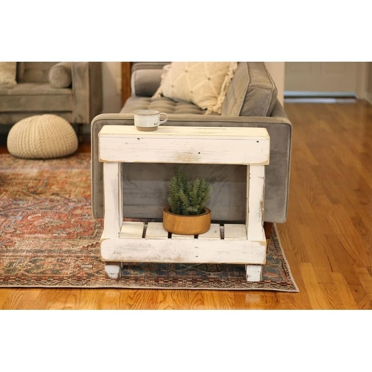 Accent Table (White) White Farmhouse Rectangular Wood Rustic Distressed Finish - Diamond Home USA
