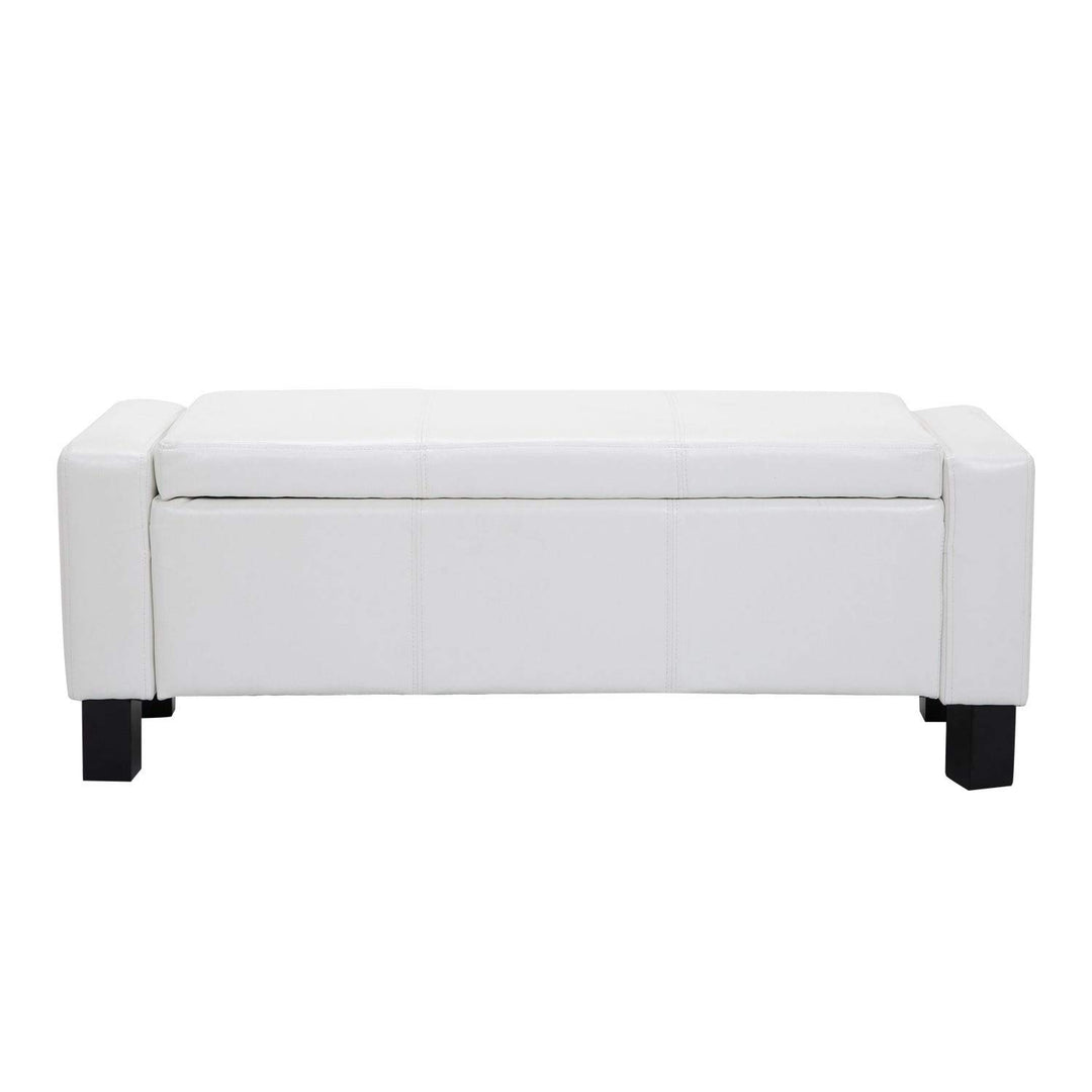 43-inch White Faux Leather Ottoman Storage Bench Modern Contemporary Solid - Diamond Home USA
