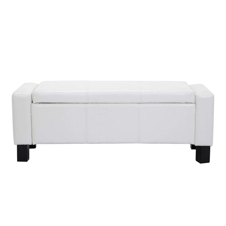 43-inch White Faux Leather Ottoman Storage Bench Modern Contemporary Solid - Diamond Home USA