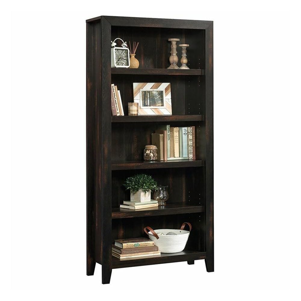 5 Shelf Bookcase Adjustable Shelves Pine 52 X 63 Brown Modern Contemporary - Diamond Home USA