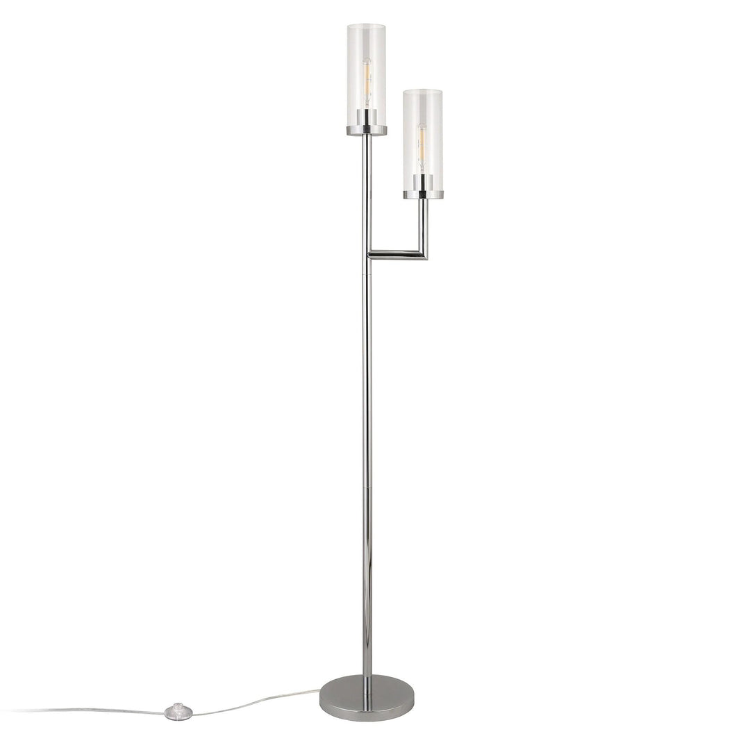 69" Nickel Two Light Floor Lamp with Clear Transparent Glass Drum Shade 11 - Diamond Home USA