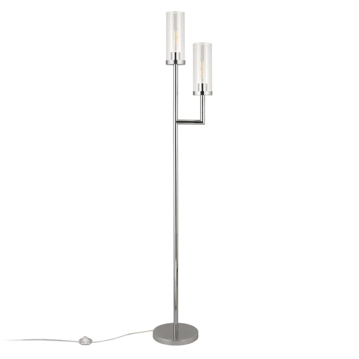 69" Nickel Two Light Floor Lamp with Clear Transparent Glass Drum Shade 11 - Diamond Home USA