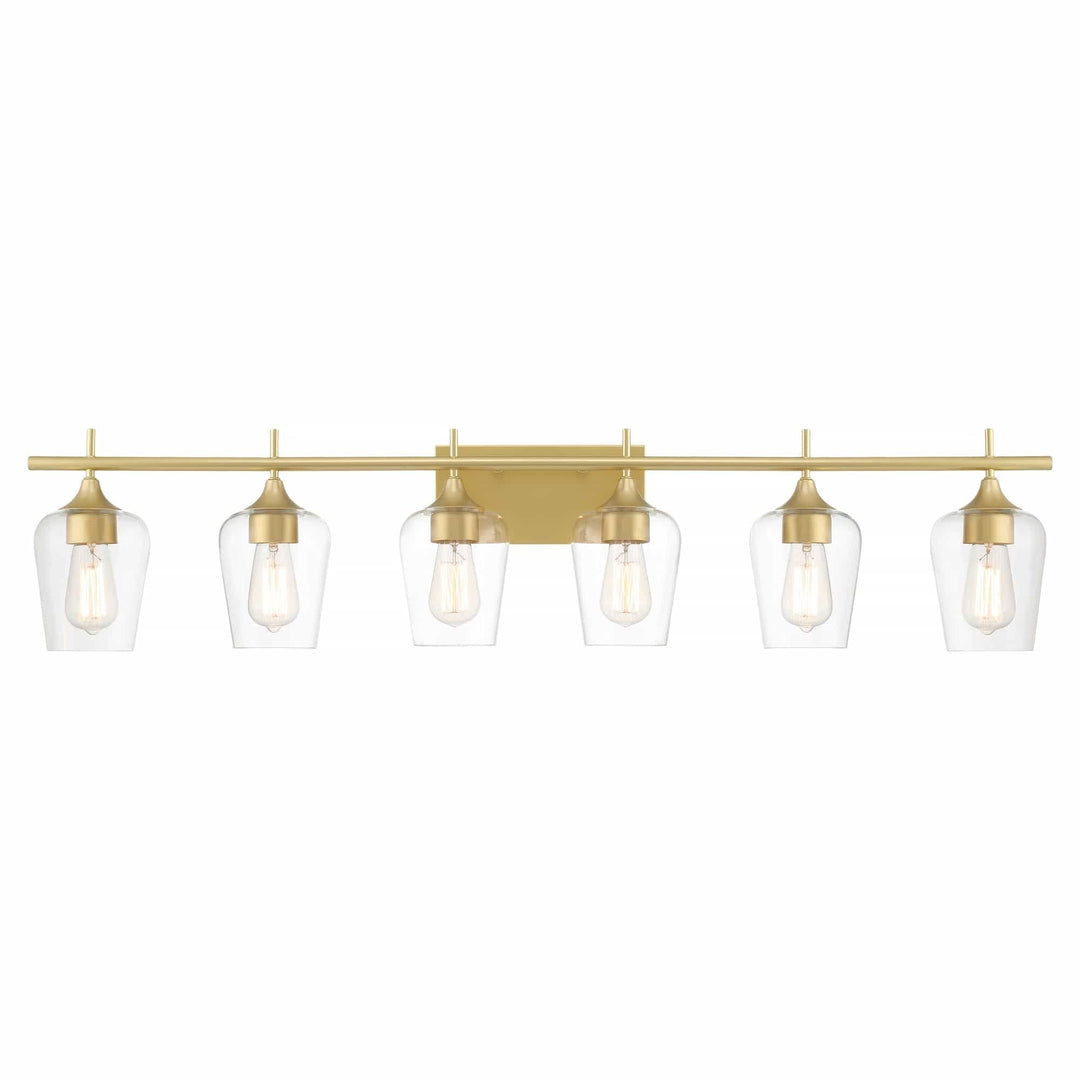 6 Light Dimmable Vanity Gold Farmhouse Rustic Glass Metal Includes Hardware