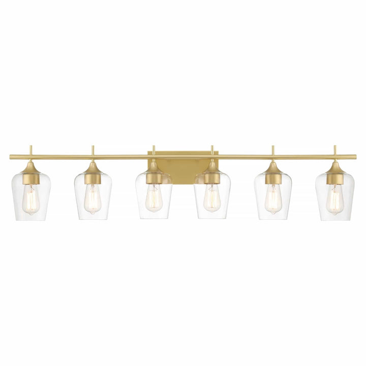 6 Light Dimmable Vanity Gold Farmhouse Rustic Glass Metal Includes Hardware