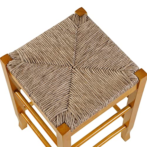 24 Inch Counter Stool with Wood Frame Handwoven Rush Seat Oak Brown Modern - Diamond Home USA