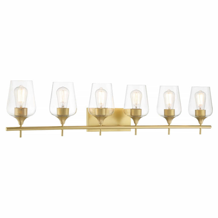 6 Light Dimmable Vanity Gold Farmhouse Rustic Glass Metal Includes Hardware - Diamond Home USA