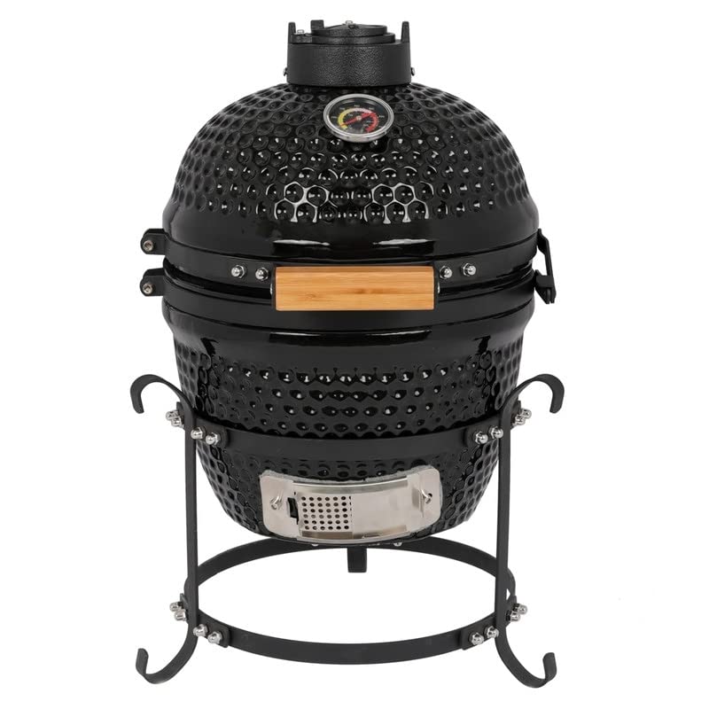 Outdoor 13 Diam. Ceramic Charcoal Bbq Grill Black