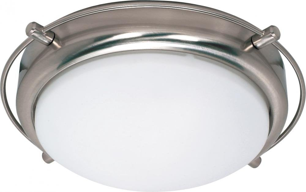 Nuvo 60/608 Two Flush Mount Lighting Fixture 2Lt Satin Frosted Glass Brushed