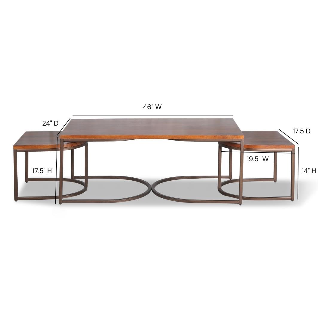 Posh Pollen Luton Coffee Nesting Tables Living Room Furniture Walnut - Diamond Home USA