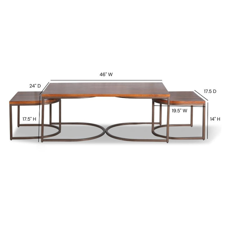 Posh Pollen Luton Coffee Nesting Tables Living Room Furniture Walnut - Diamond Home USA