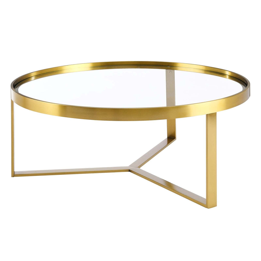 Modway Relay Glass and Metal Accent Side Table Gold 35.5 x 35.5 x 13.5