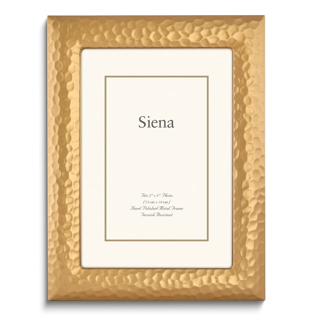Gold-tone Tarnish-resistant Metal Hammered 5x7 Photo Frame Gold Modern