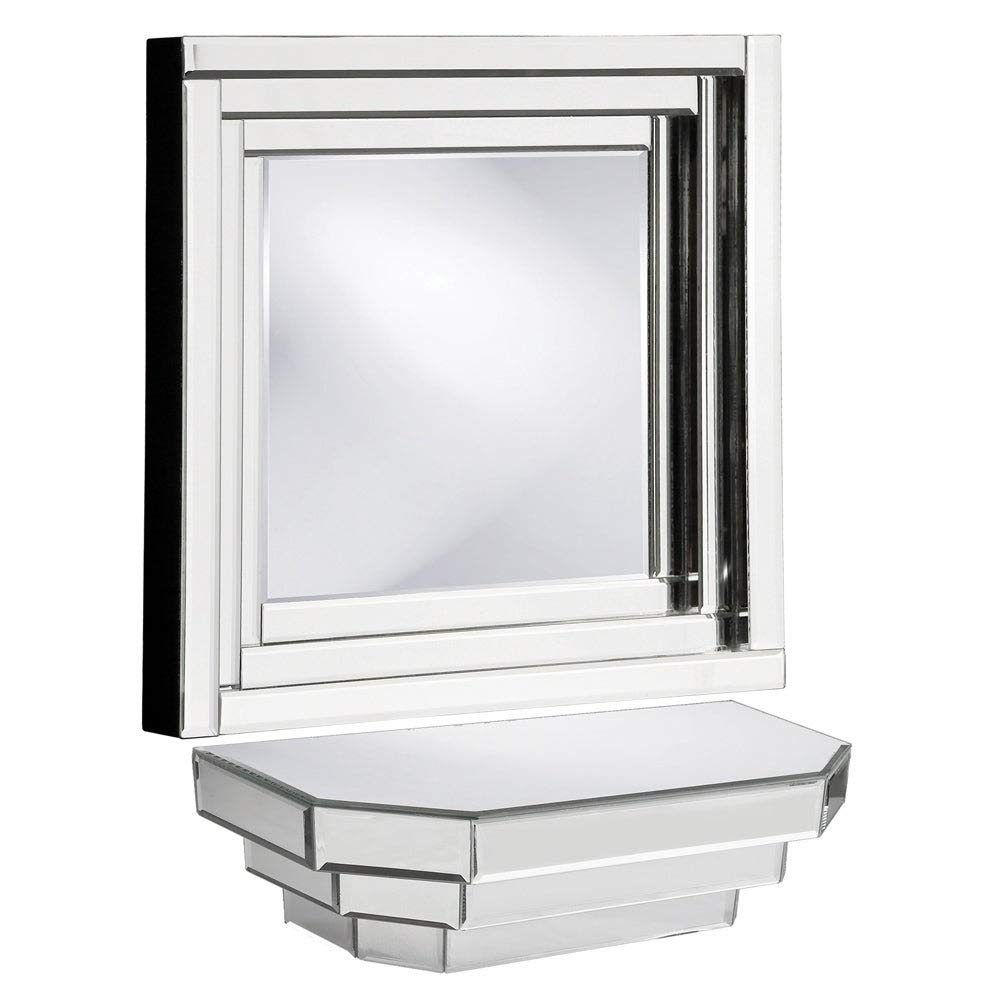 Floating Mirrored Wall Shelf - Silver Glam Glass Finish Includes Hardware - Diamond Home USA