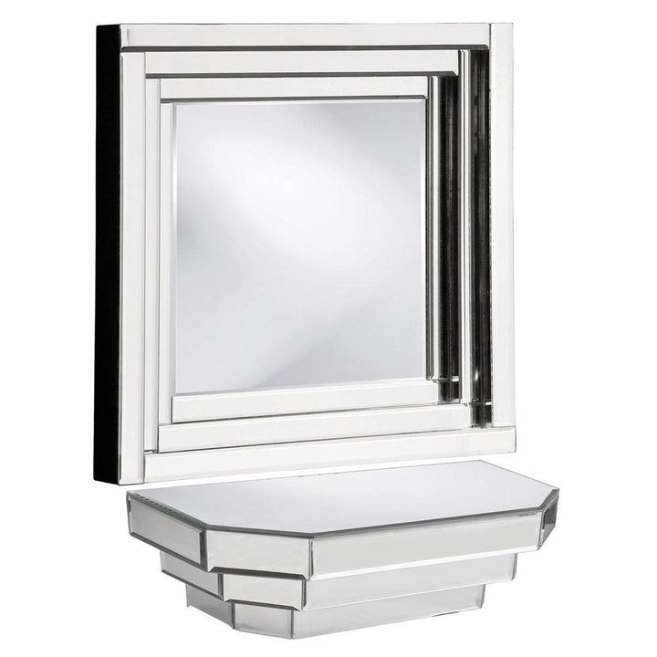 Floating Mirrored Wall Shelf - Silver Glam Glass Finish Includes Hardware - Diamond Home USA