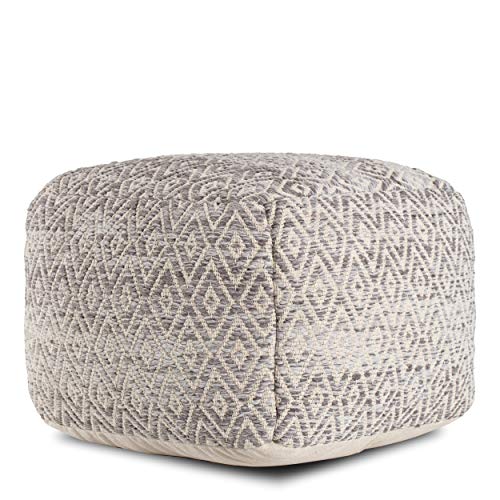 Gray 22-inch Square Pouf Grey Bohemian Eclectic Modern Contemporary Pattern - Diamond Home USA