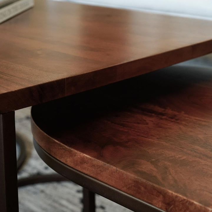 Posh Pollen Luton Coffee Nesting Tables Living Room Furniture Walnut - Diamond Home USA