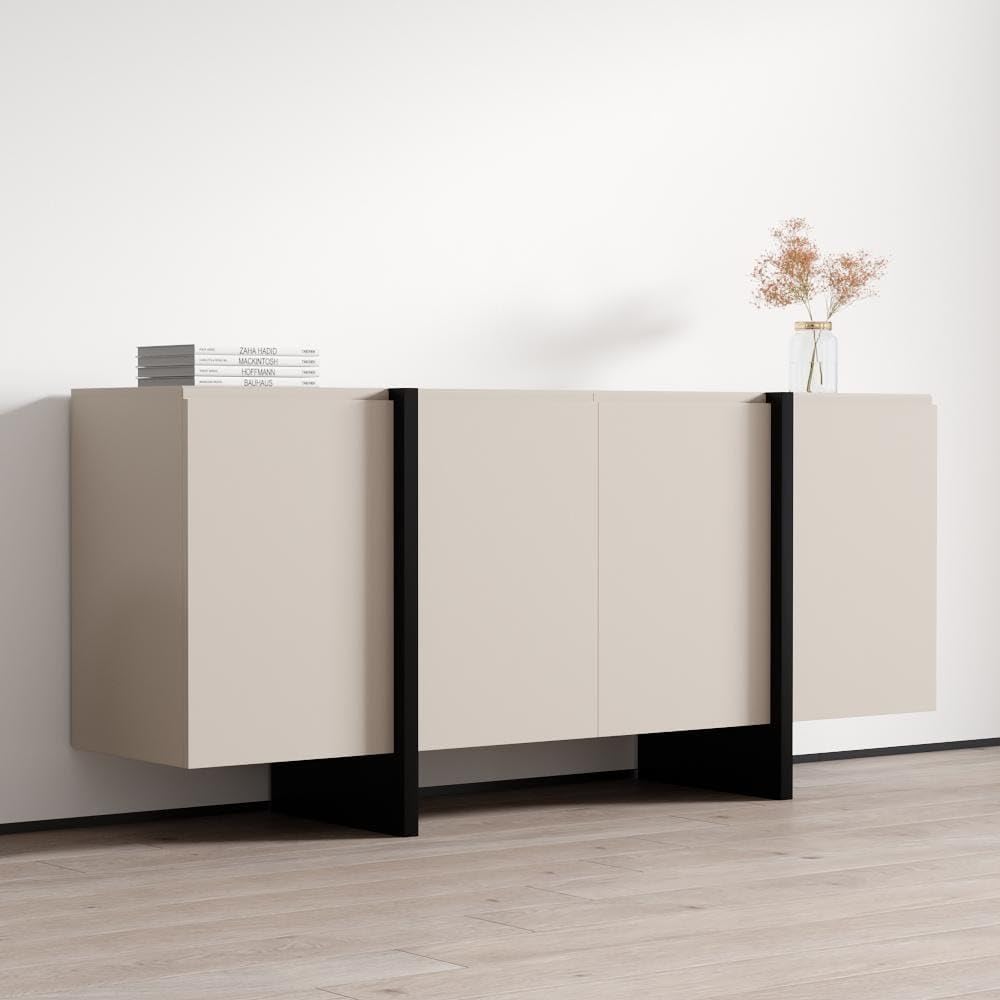 Sideboard Beige Mid-Century Modern Contemporary MDF Matte Includes Hardware - Diamond Home USA