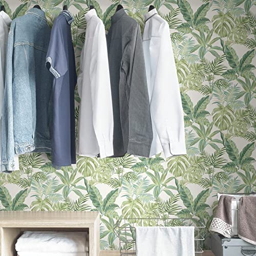 Madagascar Peel Stick Wallpaper X 20.5in Green Nature Vinyl Removable - Diamond Home USA