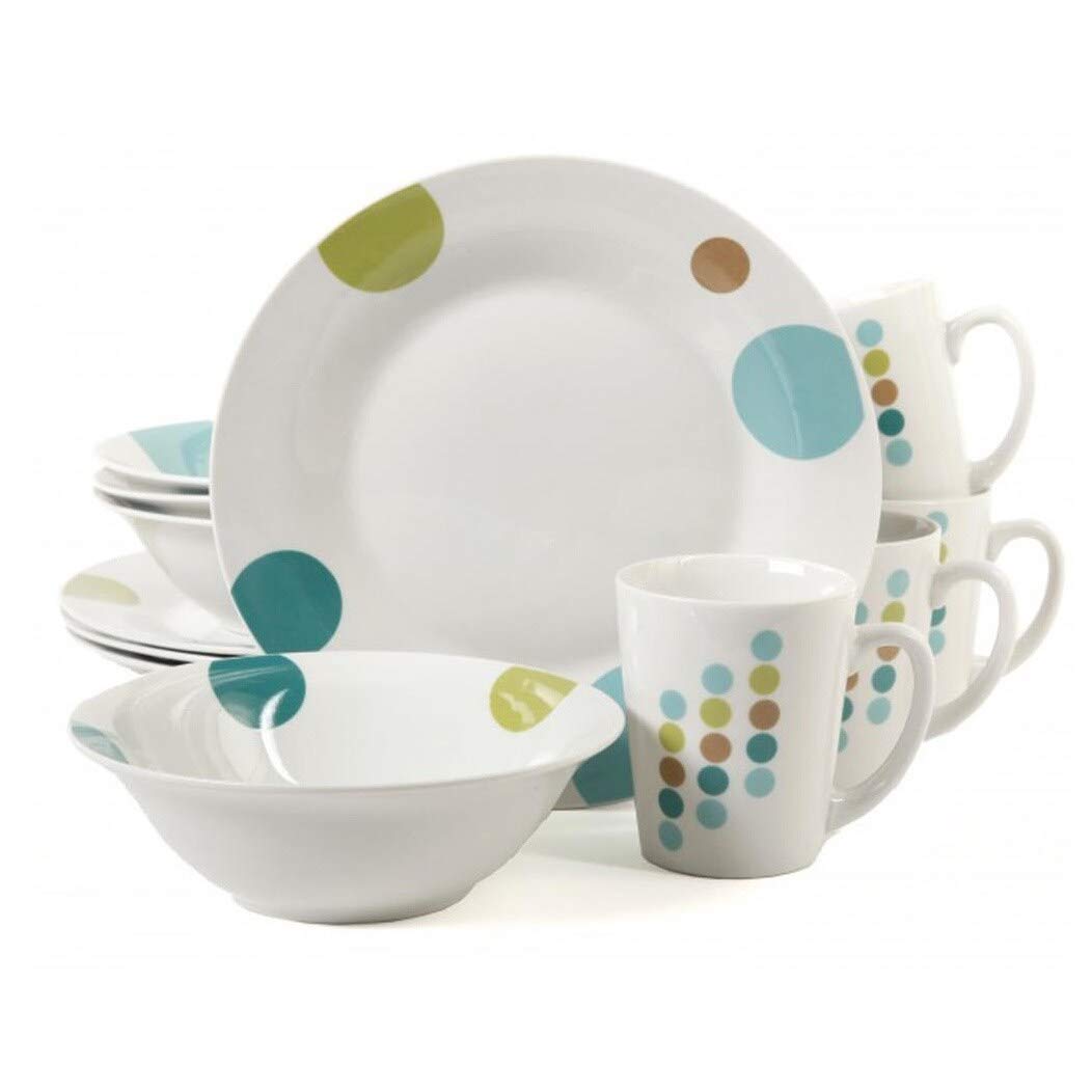 Retro Stoneware 12-piece Dinnerware Set (Service For 4) Geometric Casual