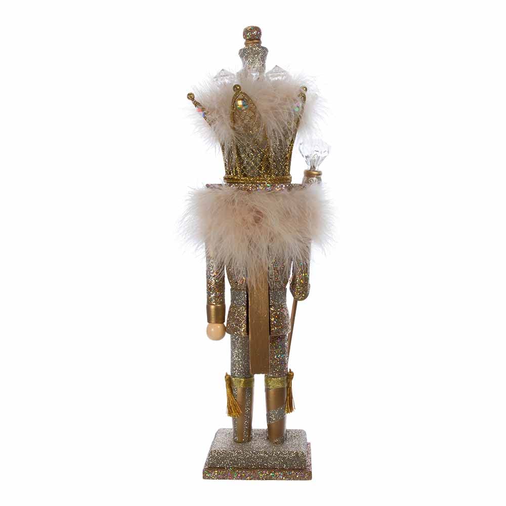 16-Inch Hollywood Platinum and Gold Glitter King Nutcracker - Diamond Home USA