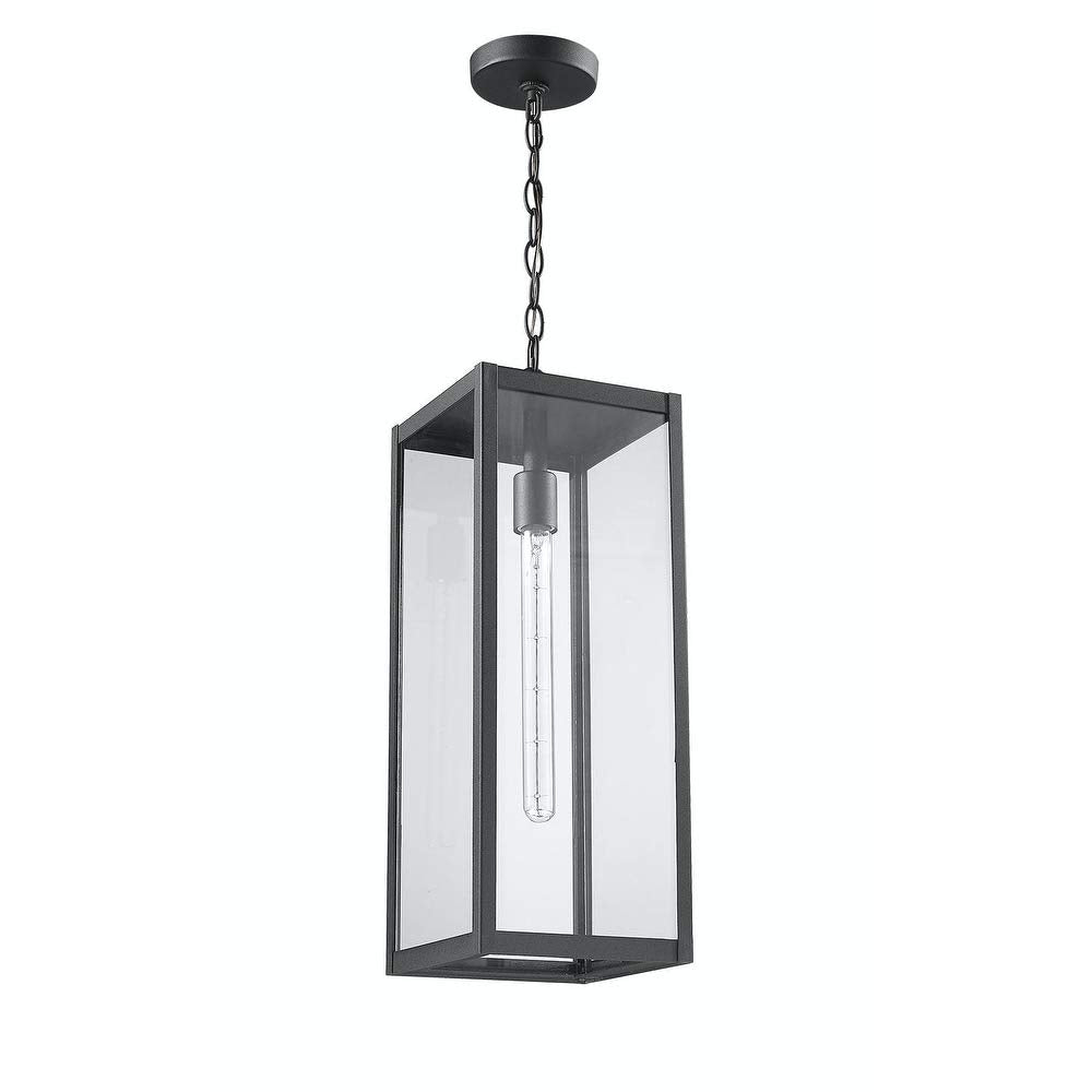 Clear Glass Outdoor Hanging Black Light Modern Contemporary Aluminum - Diamond Home USA