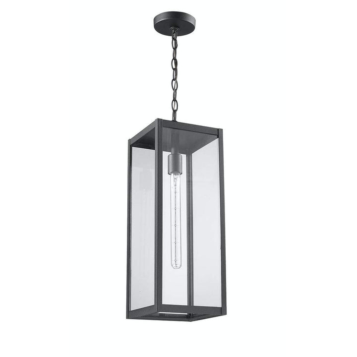 Clear Glass Outdoor Hanging Black Light Modern Contemporary Aluminum - Diamond Home USA