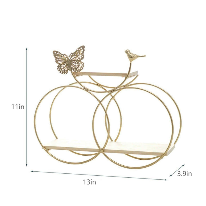 Floating Shelves Wall Mounted Set Golden Color Butterfly Shelf Gold Metal - Diamond Home USA