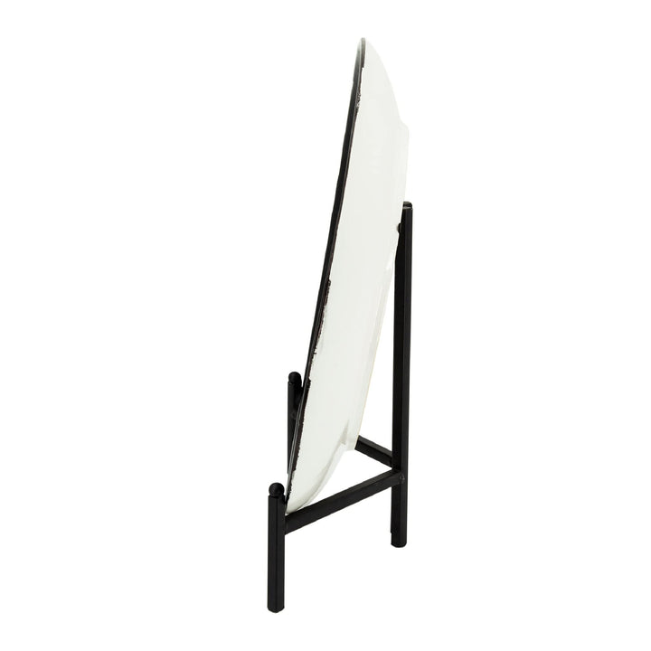 Ceramic Charger With Stand Black/white Black White Round St1ware 1 Piece - Diamond Home USA