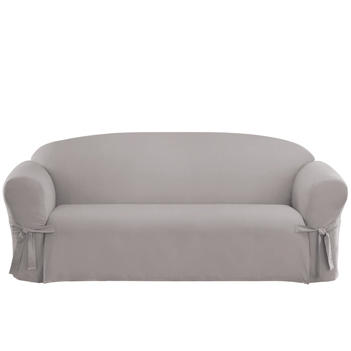 SureFit Cotton Duck Canvas Sofa Slipcovers Sofa Cover Cotton Solid One Piece Gray