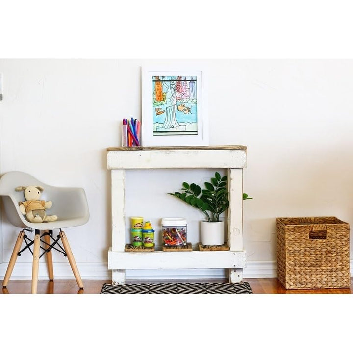 26x8x26 Mini Accent Console End Table (White) White Farmhouse ectangular Wood - Diamond Home USA