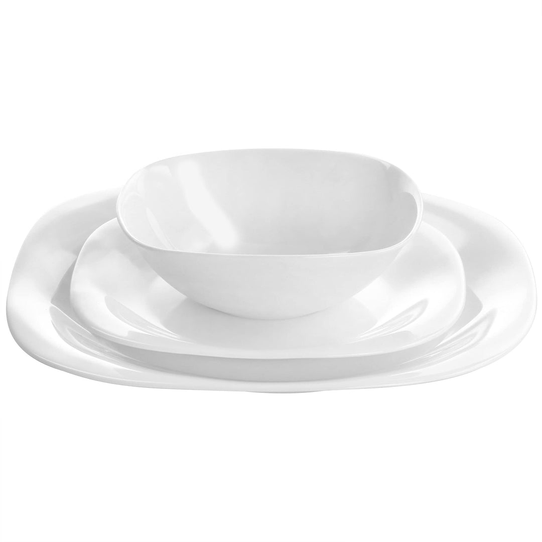 Ultra Plazza 12 Piece Tempered Opal Glass Dinnerware et In White olid Formal - Diamond Home USA