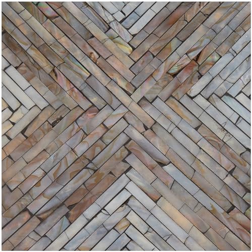 Gray Mother of Pearl Hourglass Geometric Accent Table with Linear Mosaic Pattern - Diamond Home USA