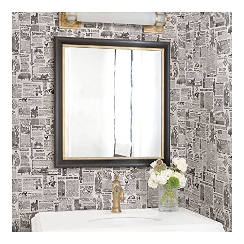 Underwood Black Vintage Newspaper Wallpaper 20.5 X Washable - Diamond Home USA