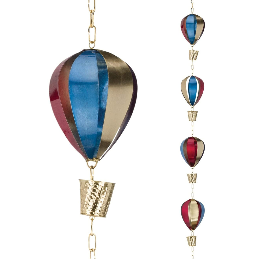 Rain Chain Hot Air Balloon Multi Color Metal