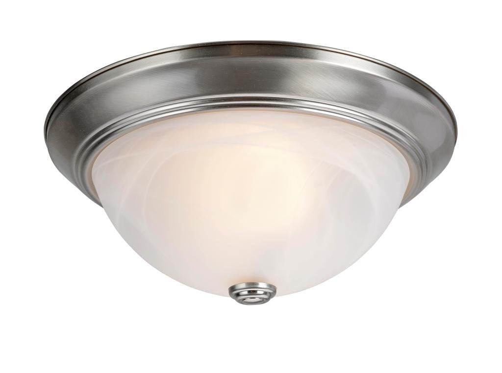 Aspen Creative 63014-1 2-Light Flush Mount in Brushed Nickel Finish with White - Diamond Home USA