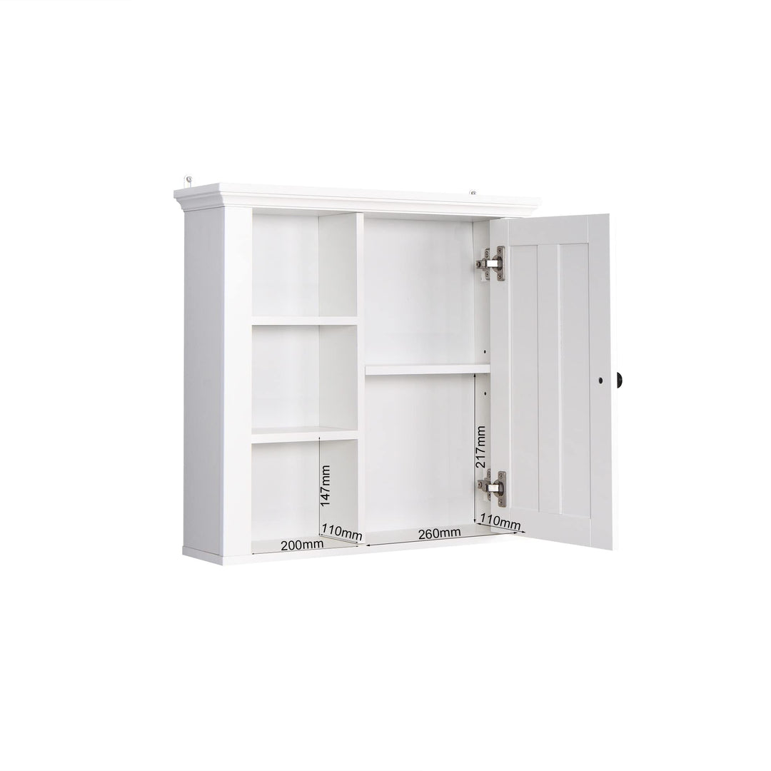 Modern White Bathroom Wooden Wall Cabinet with Door and Shelf Contemporary MDF - Diamond Home USA