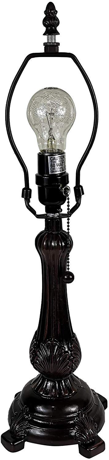 Tiffany Style Table Lamp Banker 19" Tall Stained Glass White Mahogany Elegant