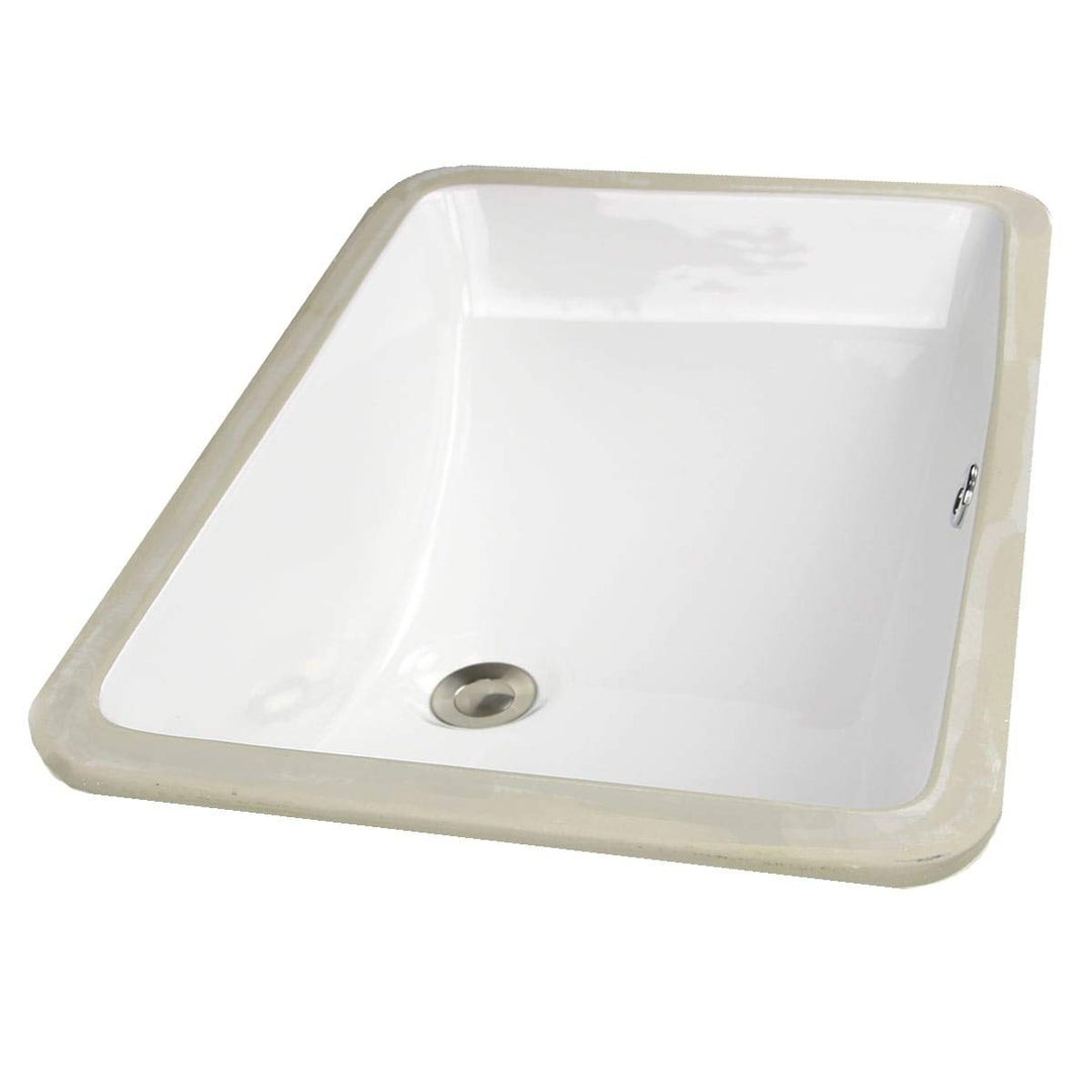 White Ceramic Undermount Vanity Sink Rectangle Glossy - Diamond Home USA