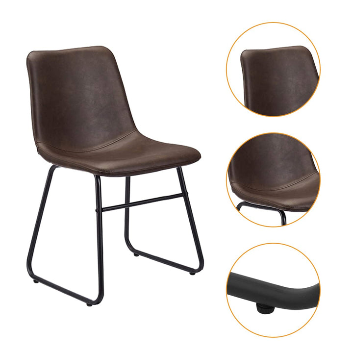 CangLong Faux Leather Armless Dining Chairs with lack Metal ase Faux Leather - Diamond Home USA
